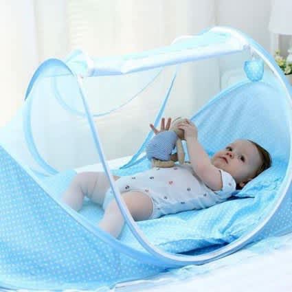 Baby 3-In-1 Cushion Mat and Pillow With Mosquito Net ( CHOOSE BLUE OR PINK )_4
