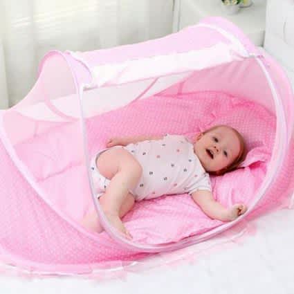 Baby 3-In-1 Cushion Mat and Pillow With Mosquito Net ( CHOOSE BLUE OR PINK )_5