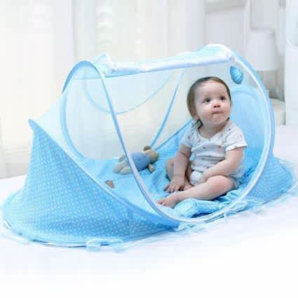 Baby 3-In-1 Cushion Mat and Pillow With Mosquito Net ( CHOOSE BLUE OR PINK )_6