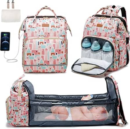 Multifunctional Pink Baby Bed Bag_0